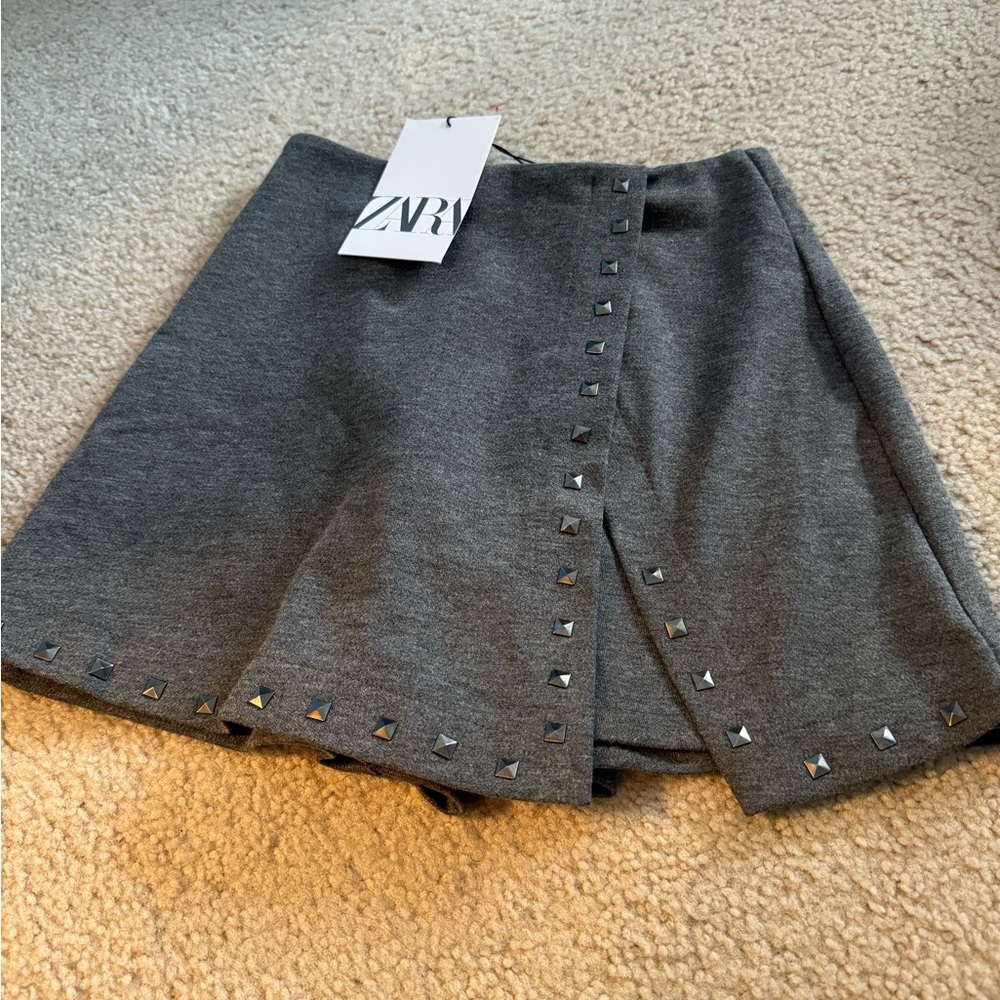 Zara Gray Skirt with Studded Detail